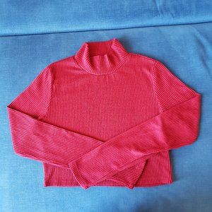 Forever 21 red cropped turtleneck ribbed sweater